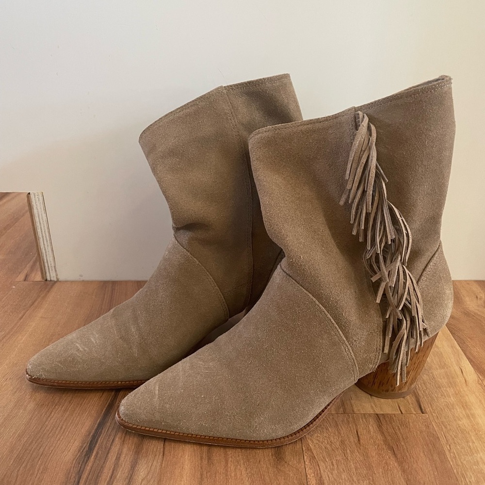 Bernardo Felix Mushroom Suede Fringe Boot